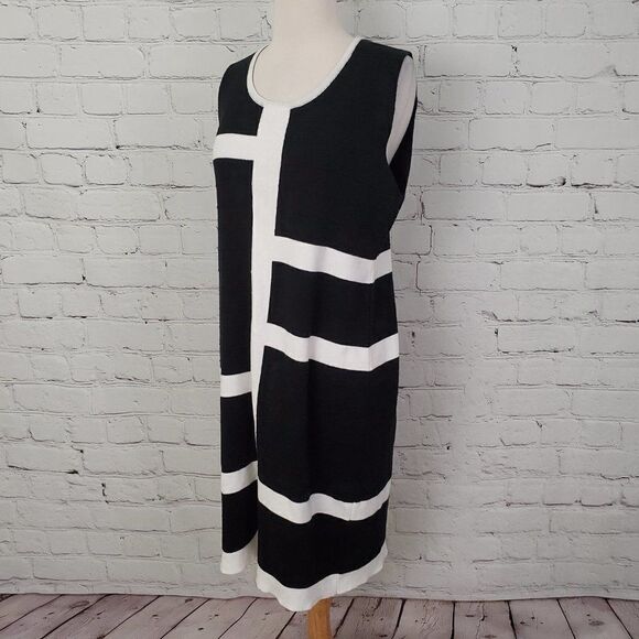 𝅺parkhurst Ribbed Dress Black White M - Picture 3 of 6